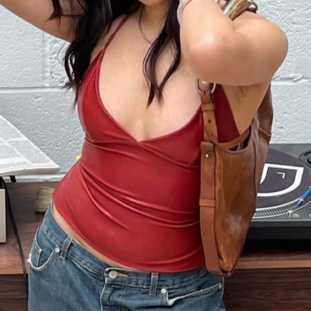 Red cinched top
